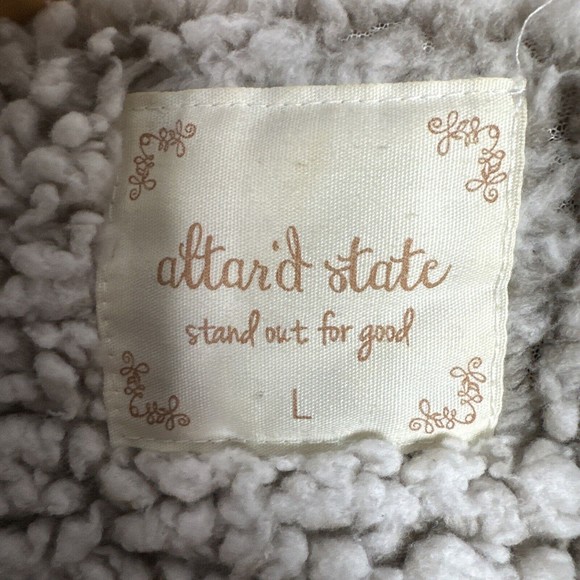 Altar’d State Jacket Womens Large Gray Wubby Teddy Sherpa Quarter Zip Pullover - Picture 4 of 11